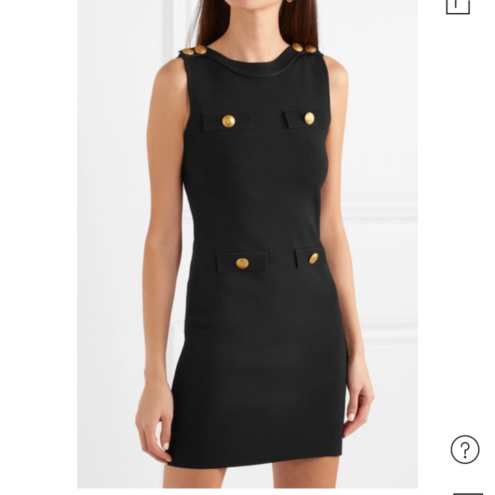 Balmain Black Dress with Gold Accents